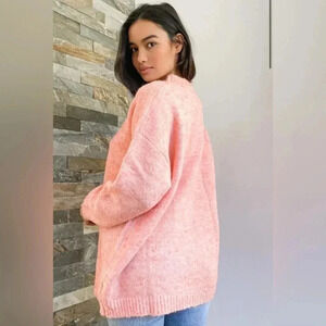 Positively Cozy Coral Pink Oversized Tunic Sweater